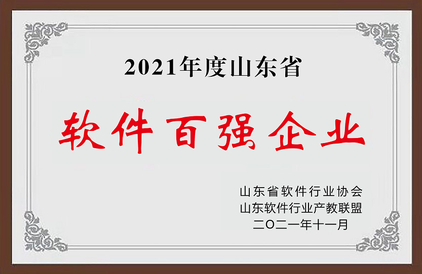 2021年度山東省軟件百強(qiáng)企業(yè)