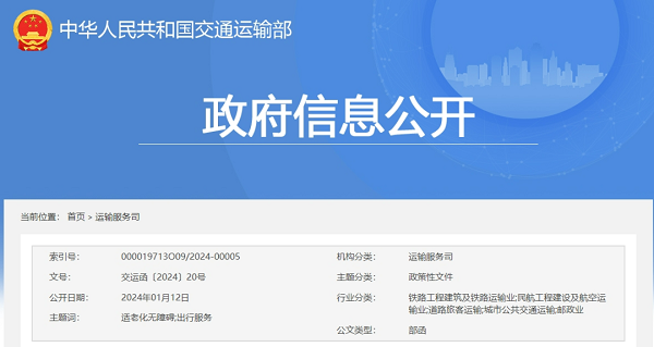 交通運(yùn)輸部 鐵路局 民用航空局 郵政局 殘疾人聯(lián)合會(huì) 全國老齡工作委員會(huì)辦公室 關(guān)于進(jìn)一步加強(qiáng)適老化無障礙出行服務(wù)工作的通知